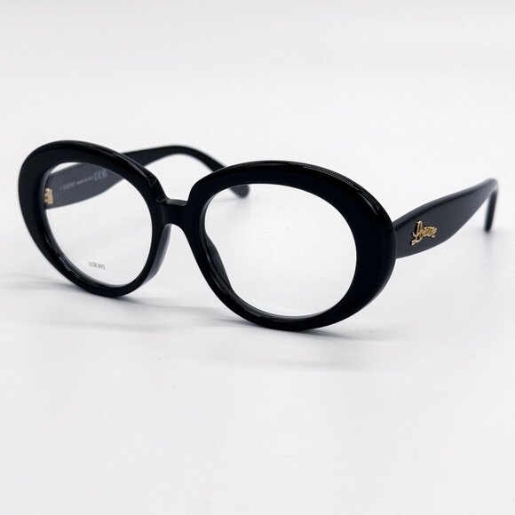 NEW LW50089I 001, LOEWE WOMEN OVAL EYEGLASSES LOEWE BLACK EYEWEAR - Picture 3 of 10
